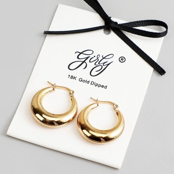 18K GOLD HOOP EARRINGS - Picture 1 of 1